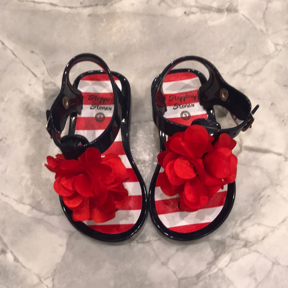 Red white and blue baby sandals
